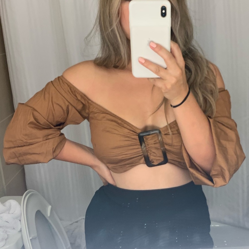 Miss Guided Brown Buckle Top Tiger Mist Dupe